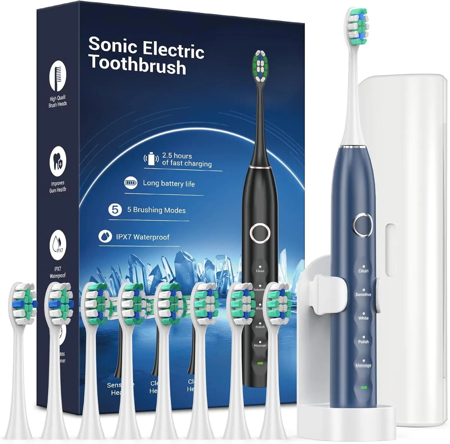 Rtauys S5 Upgraded Sonic Electric Toothbrush with 8 Brush Heads