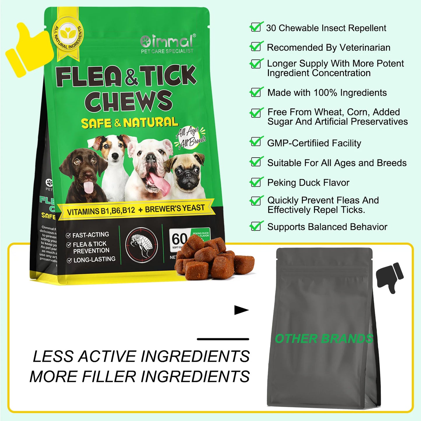 Flea and Tick Prevention Chewable Natural Supplement