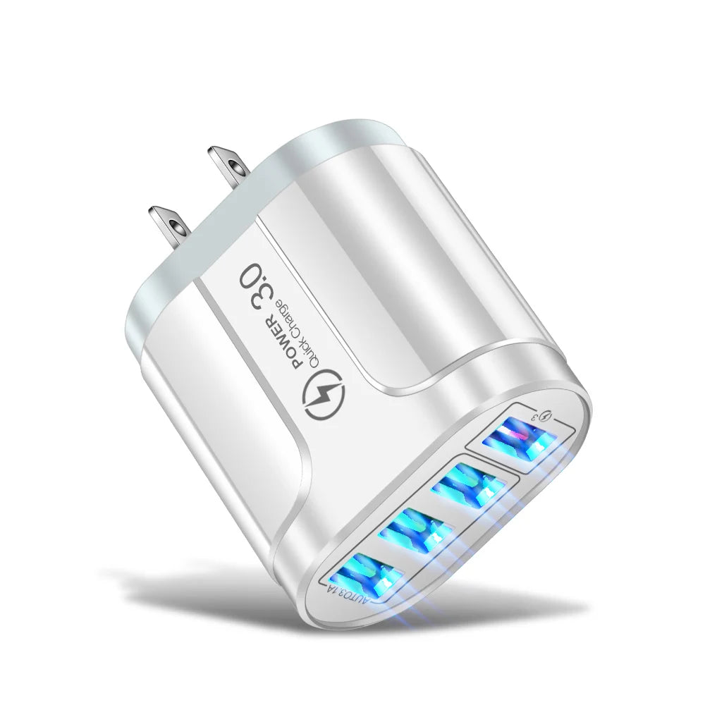 4 Port USB 45W USB Charger Fast Charge QC 3.0 Wall Charging