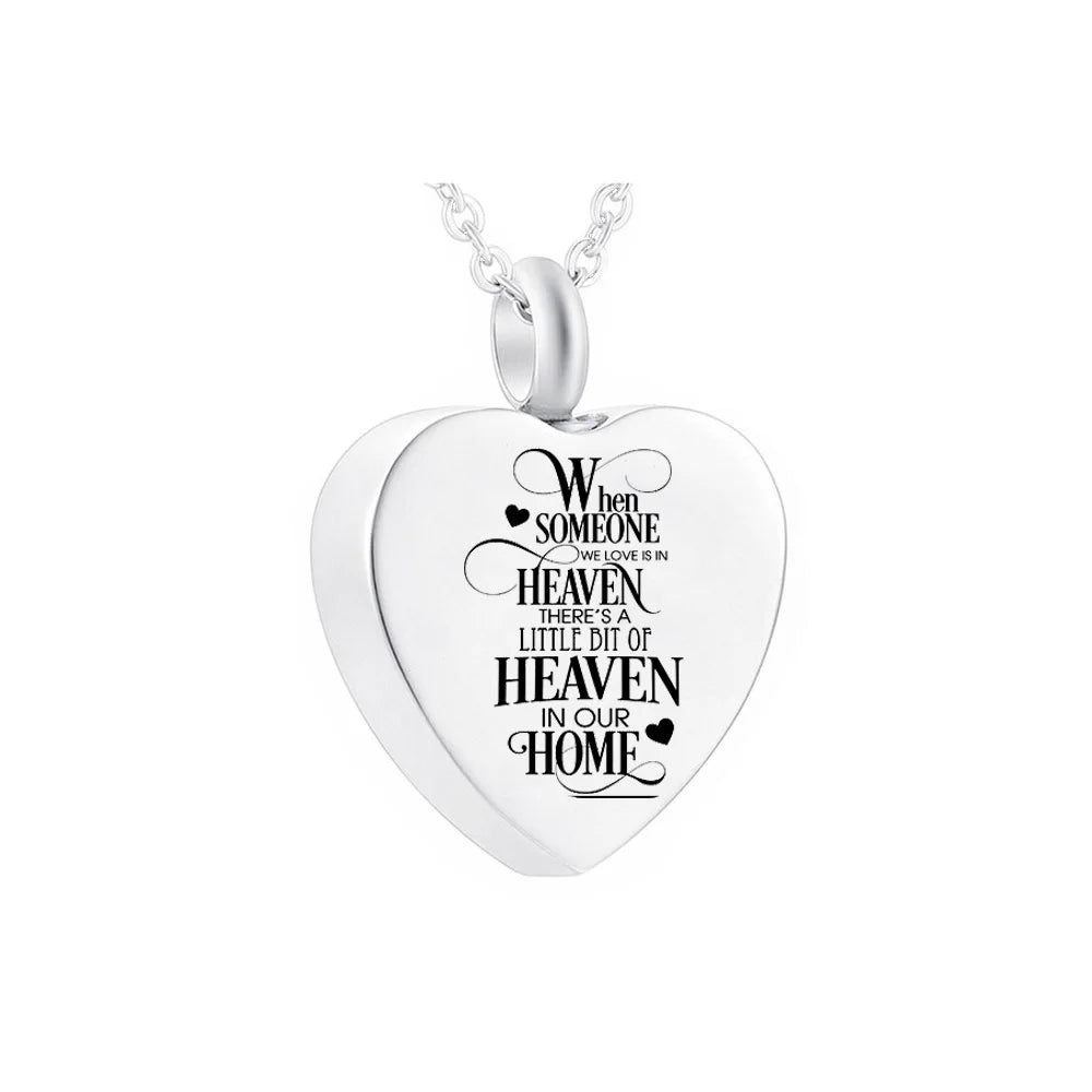 Heart-shaped Silver Cremation Pendant Necklace