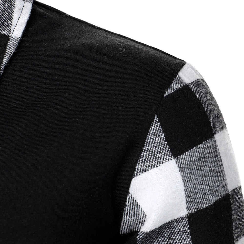 Long Sleeve Plaid Matching Zippered Shirt