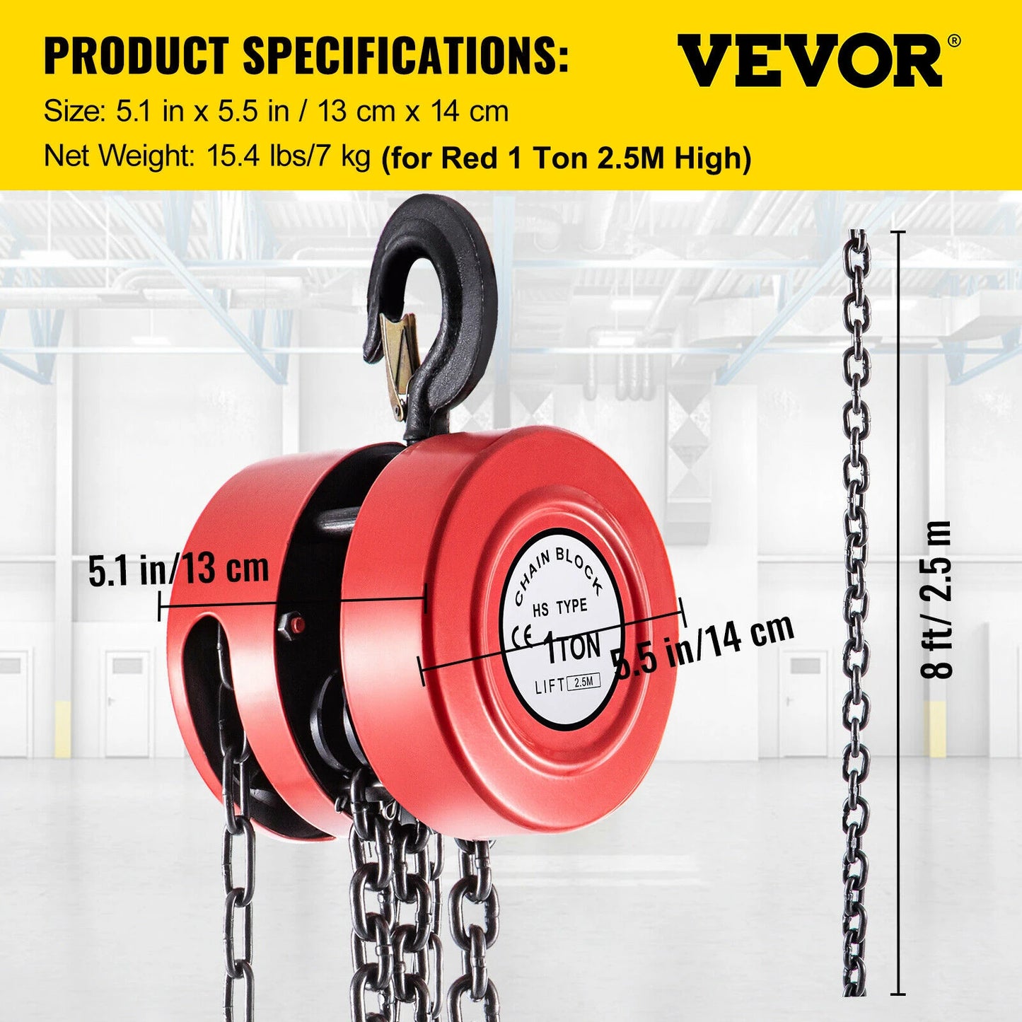 VEVOR Chain Hoist Chain Block 1/2/3Ton (2200/4400/6600 LBS) Capacity