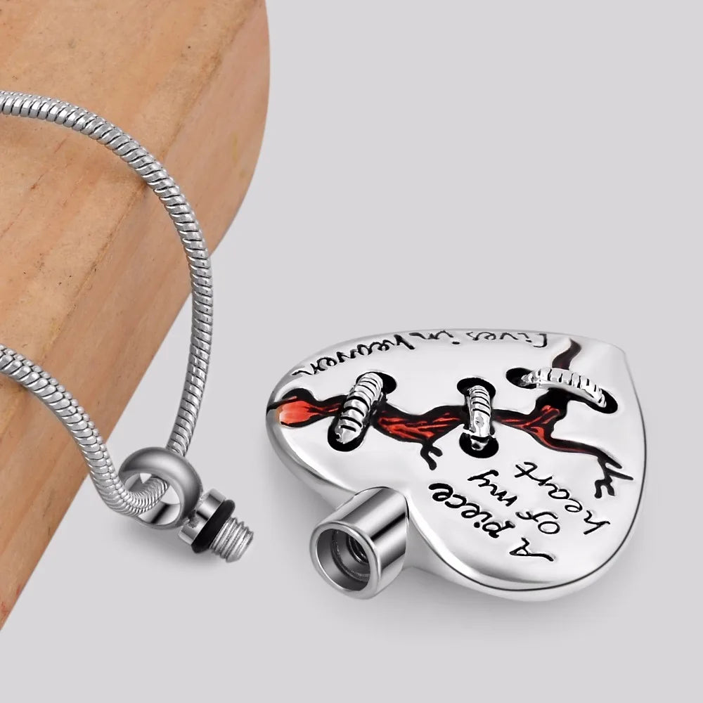 A Piece of My heart Lives in Heaven Locket Heart Urn Necklace