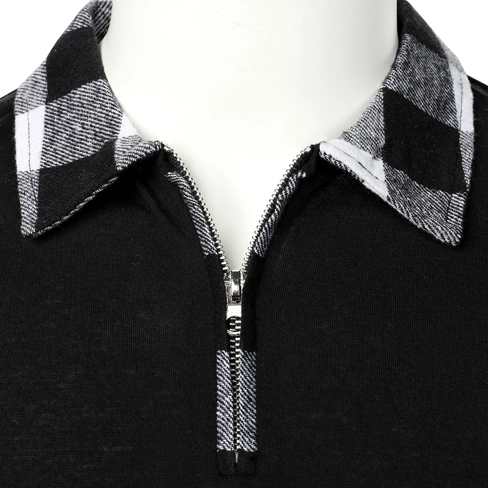 Long Sleeve Plaid Matching Zippered Shirt
