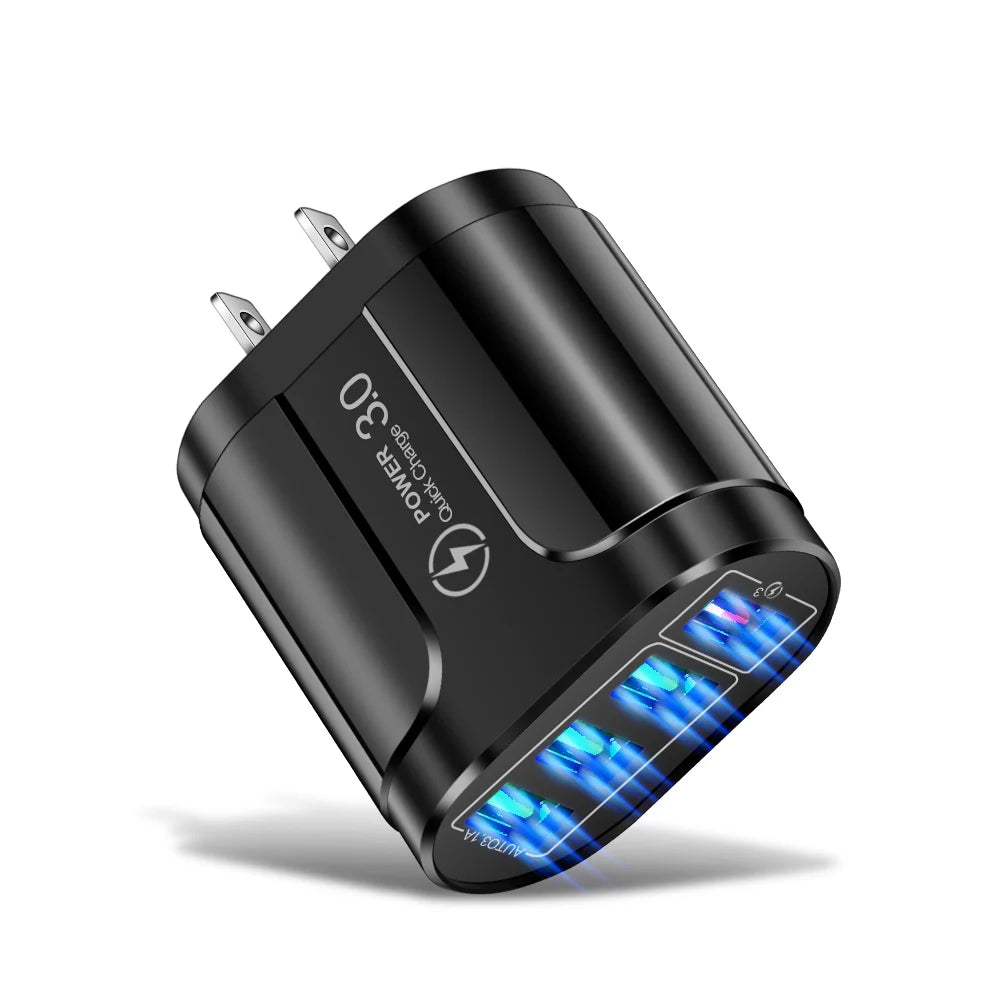 4 Port USB 45W USB Charger Fast Charge QC 3.0 Wall Charging