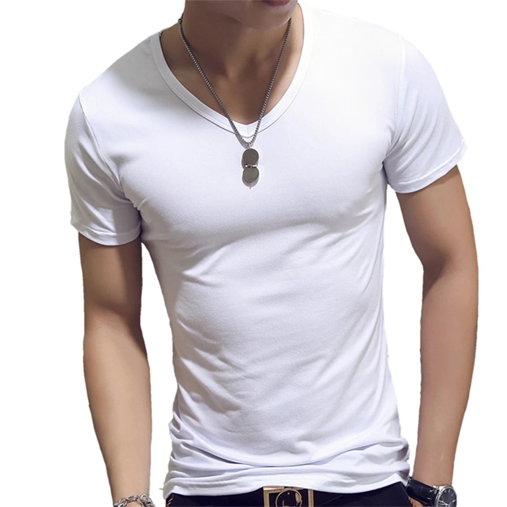 Slim Fit Solid Color Round Neck Tees