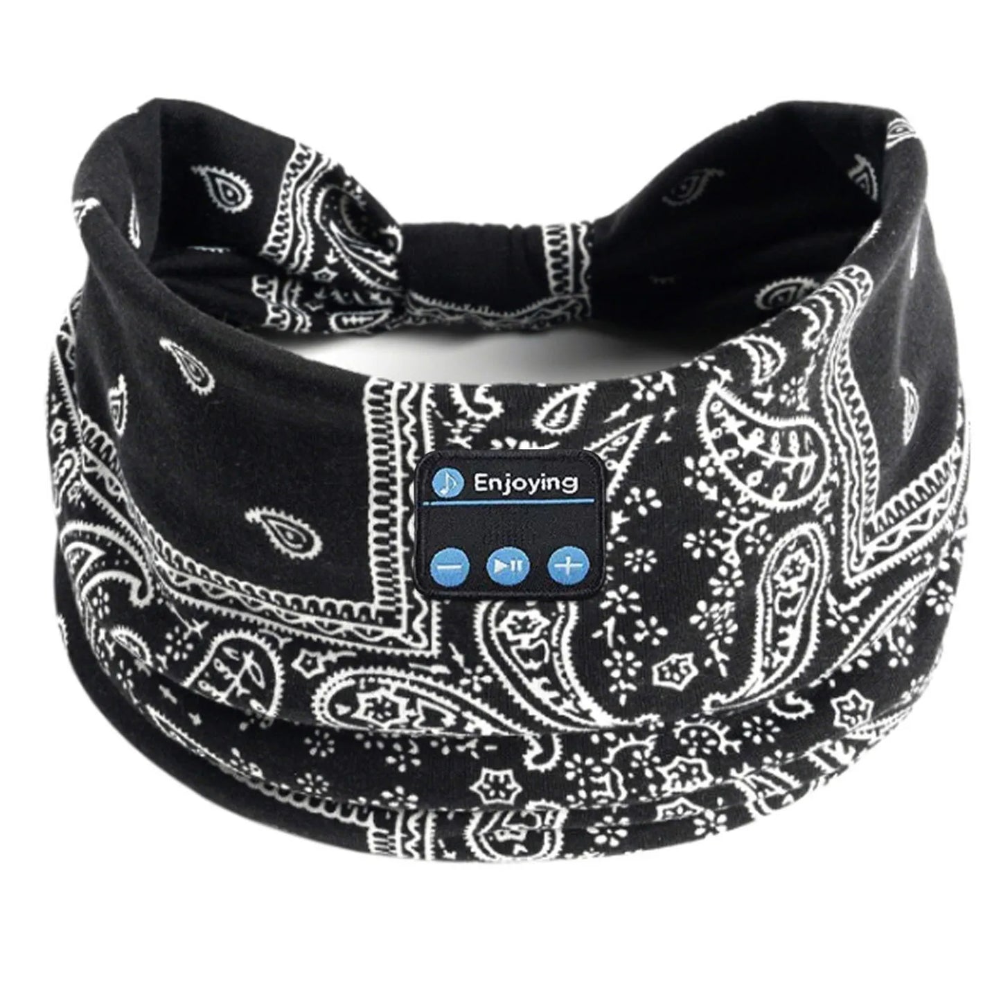 Wireless Bluetooth Floral Print Headband Headphones with Headset Microphone