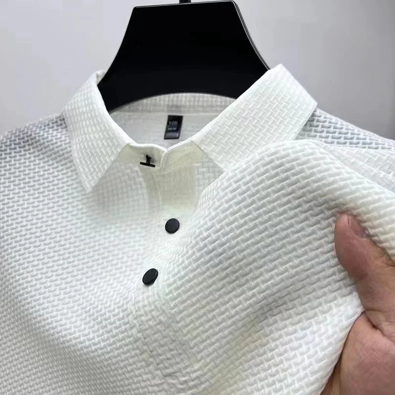 Casual Short Sleeved Solid Color Polo Shirt