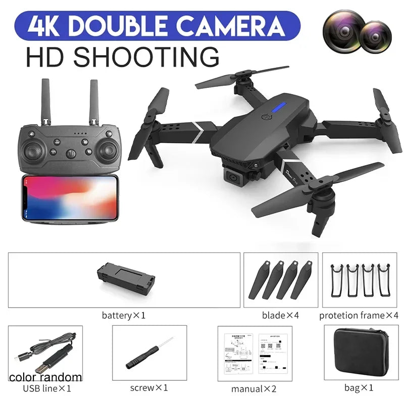 E88Pro 4K With 3 Battery 1080P Wide Angle HD Camera Foldable Drone
