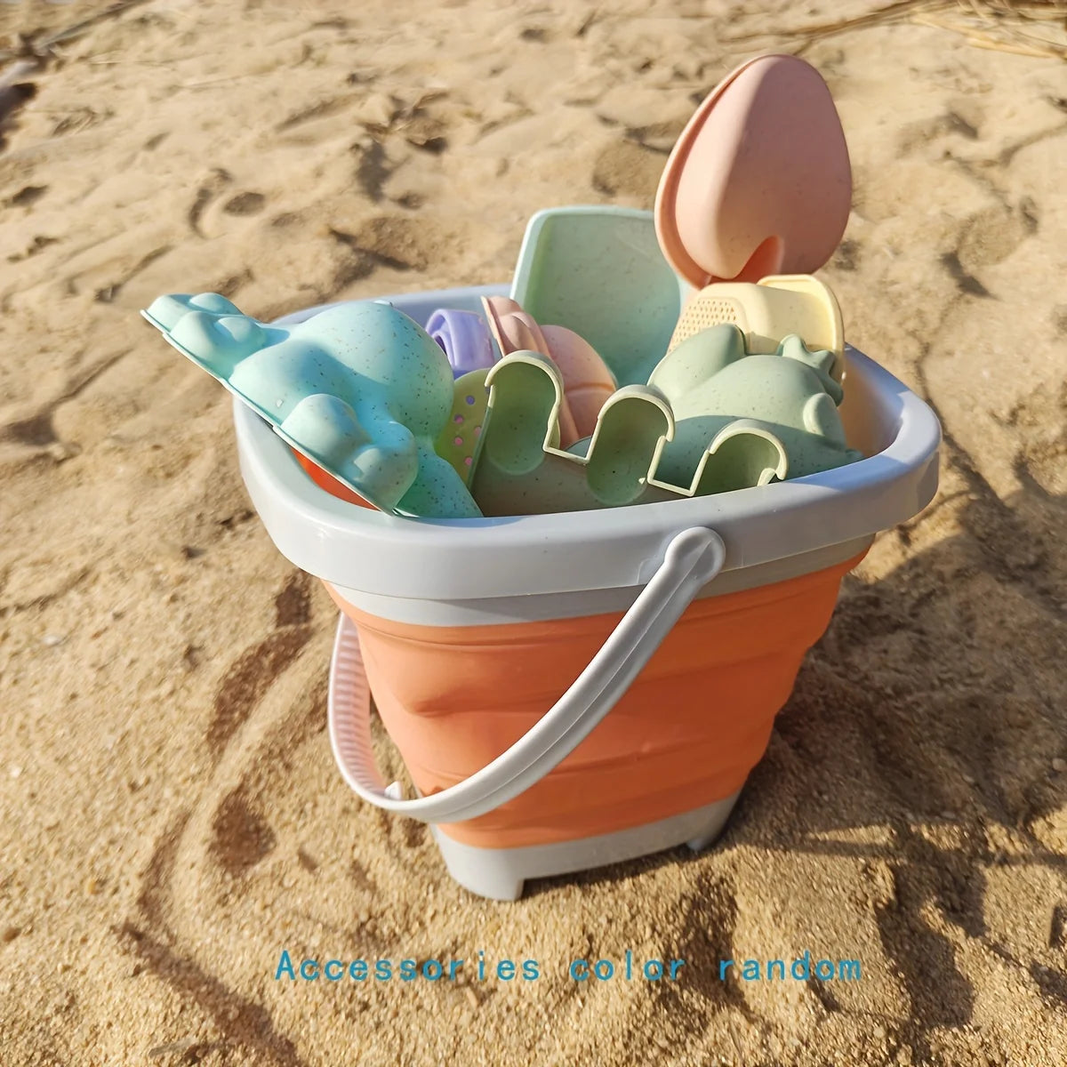 Beach Sandbox Toys with Collapsible Bucket Shovel Rake