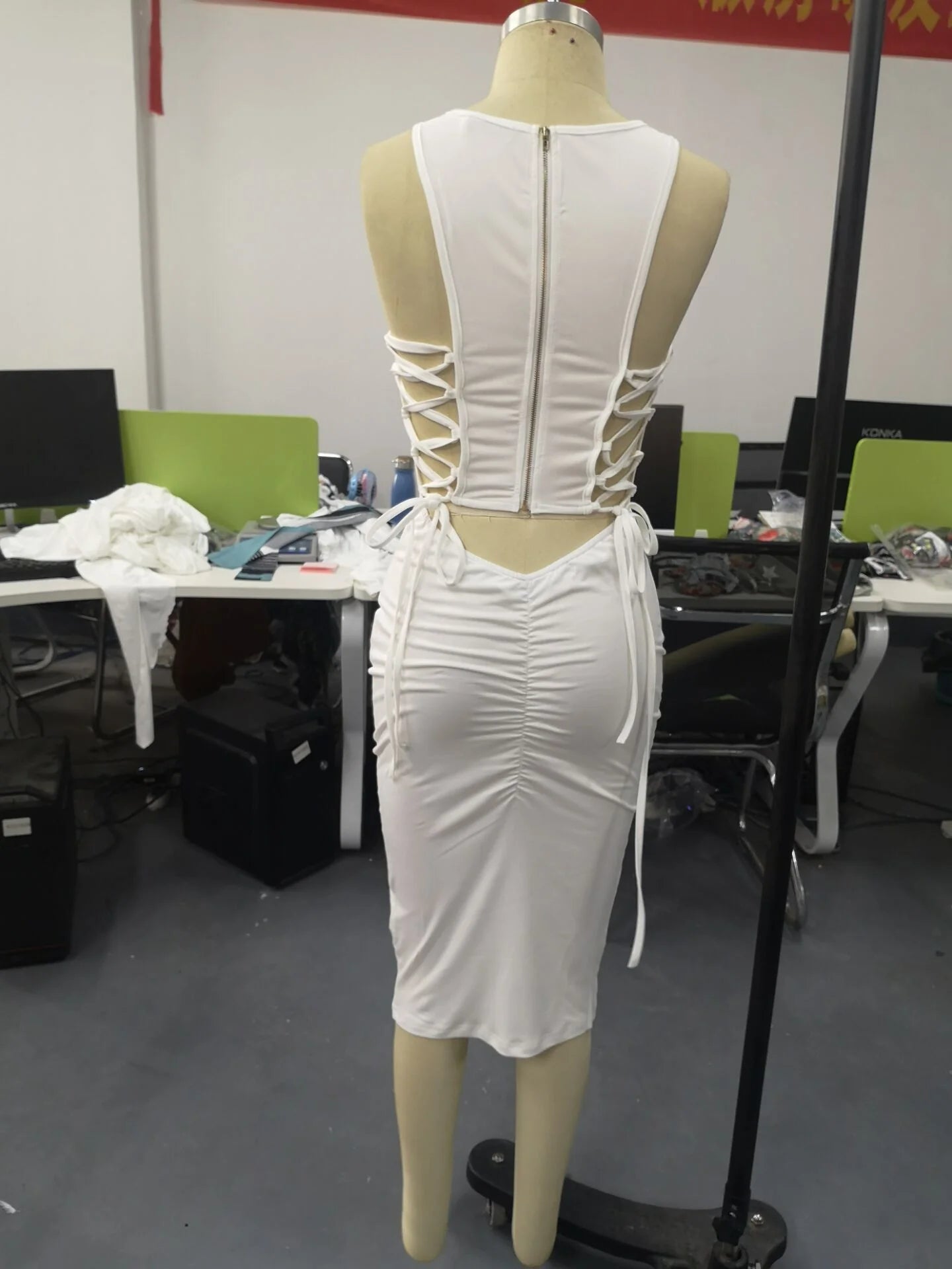 Cut Out Lace-Up Sleeveless Dress