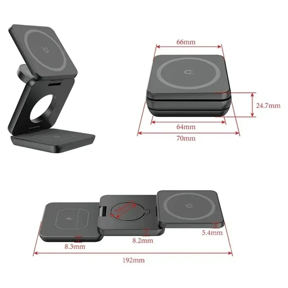 3 In 1 Foldable Magnetic Wireless Charger Stand For iPhone