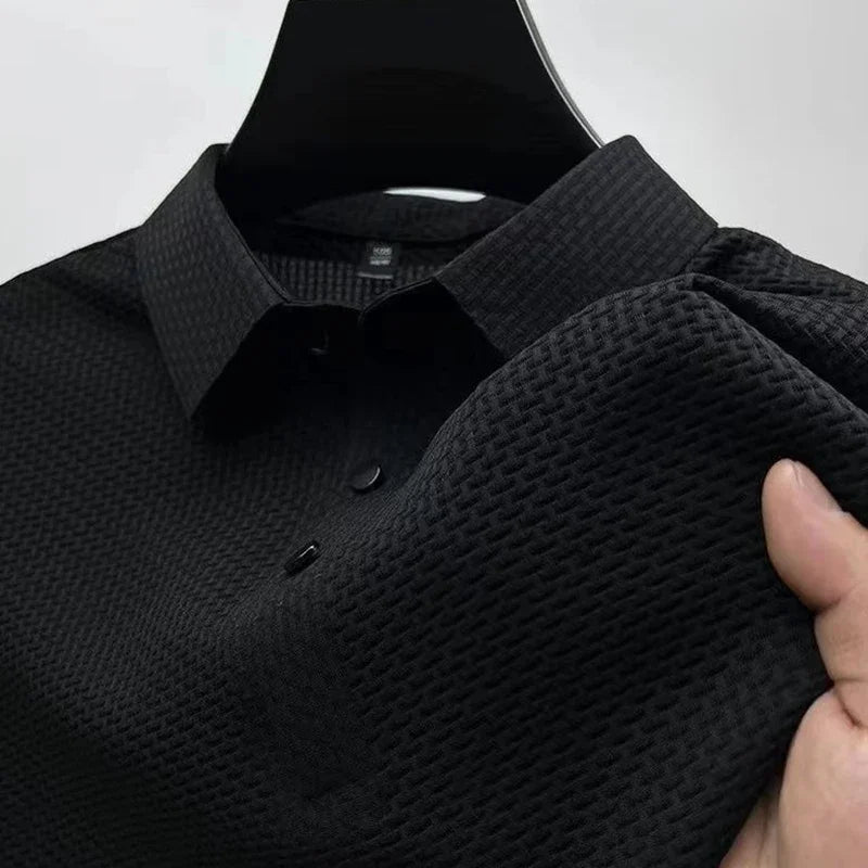 Casual Short Sleeved Solid Color Polo Shirt