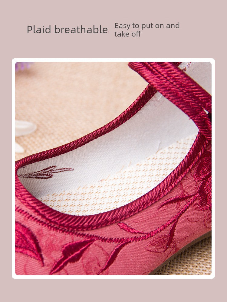 Square Mouth Buckle Cloth Shoes