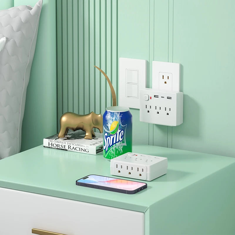 9-in-1 Function 4 Power Output 2 USB-A and 2 USB-C Slots With Surge Protection