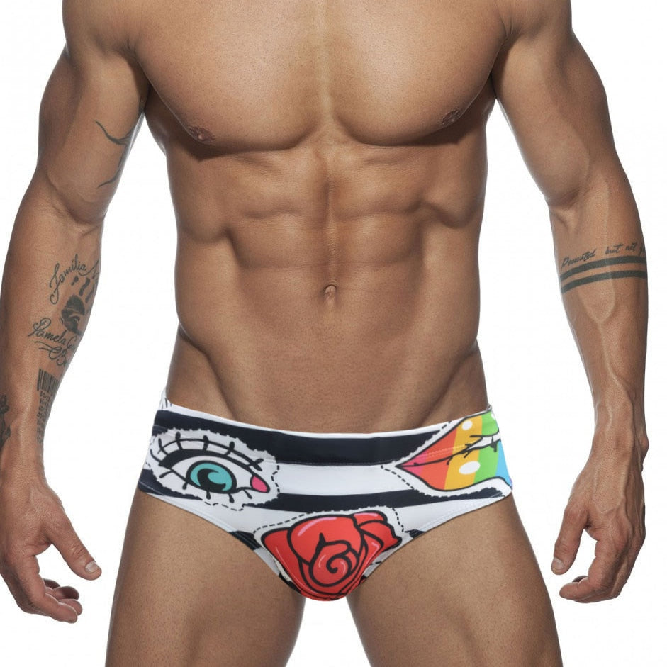 Colored Hearts Slim Fit Swimming Briefs