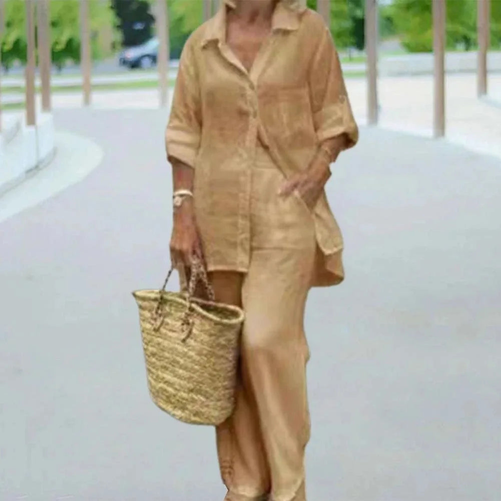 Cotton Linen Casual 2 Piece Set