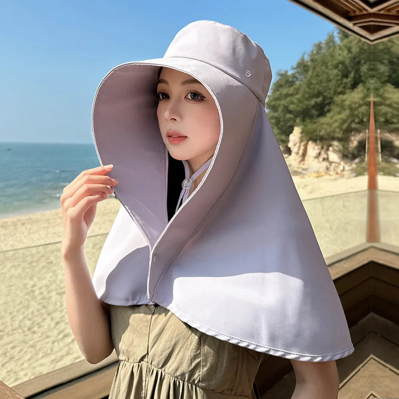 Shawl Neck Protection Integrated Sun Hat