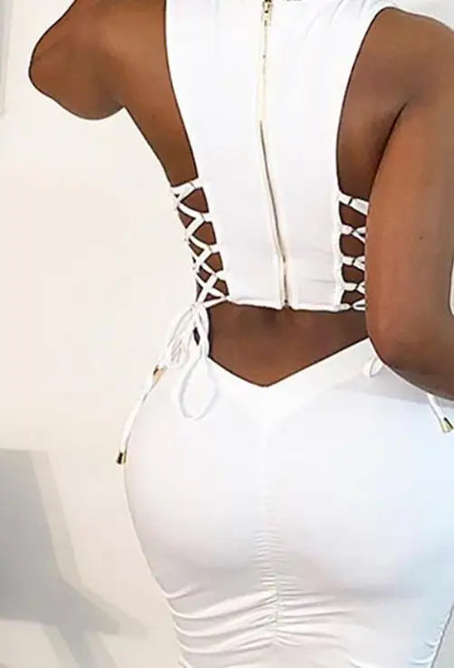 Cut Out Lace-Up Sleeveless Dress