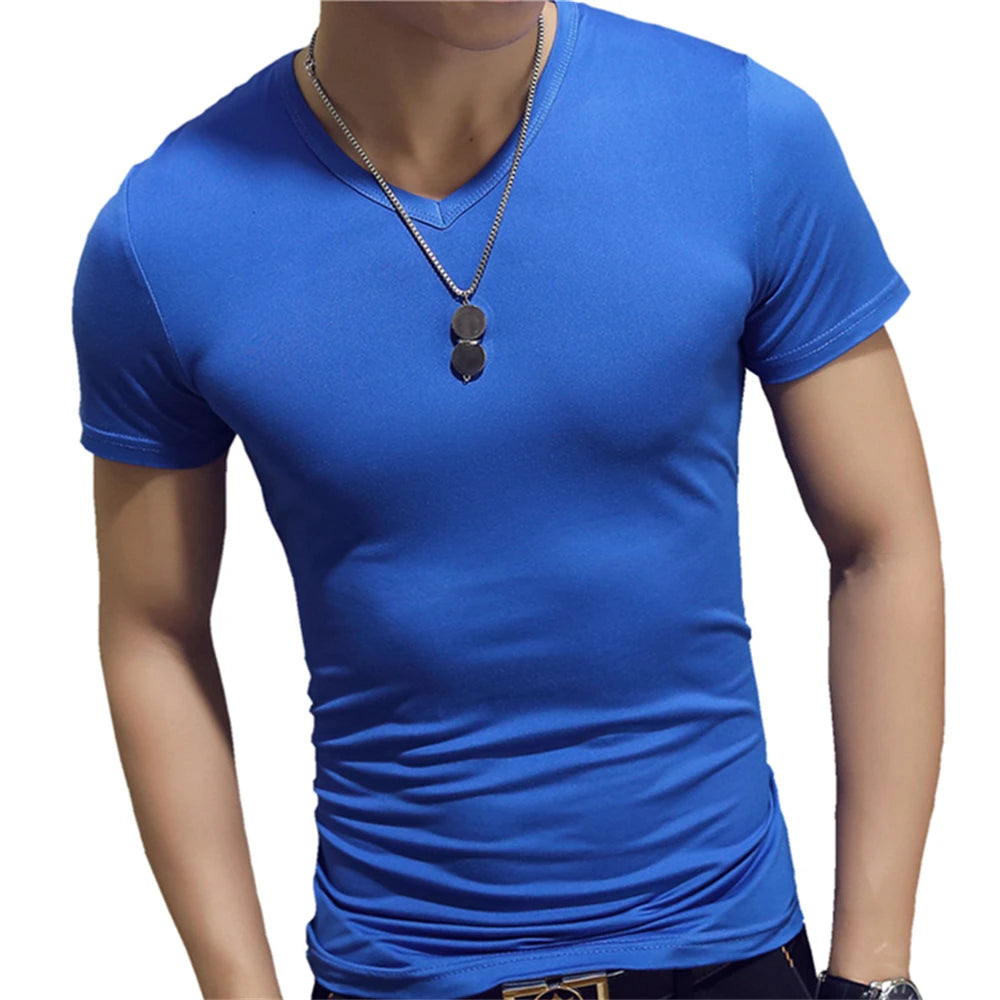 Slim Fit Solid Color Round Neck Tees