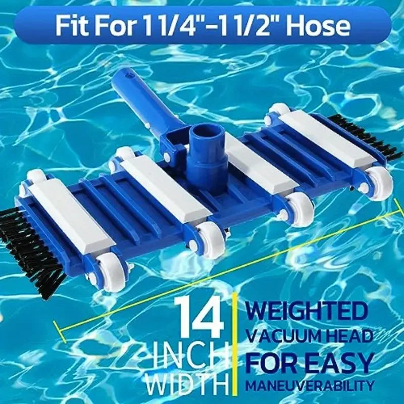 14" Swimming Pool Vacuum Head with Brush & Suction Wheel