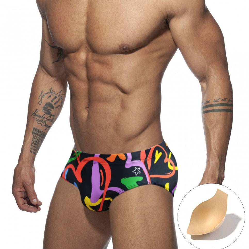 Colored Hearts Slim Fit Swimming Briefs
