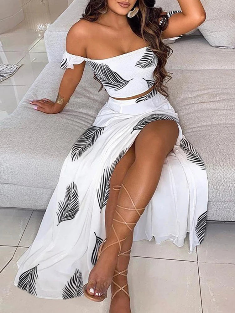 Long Printed Mid Length Dress Set