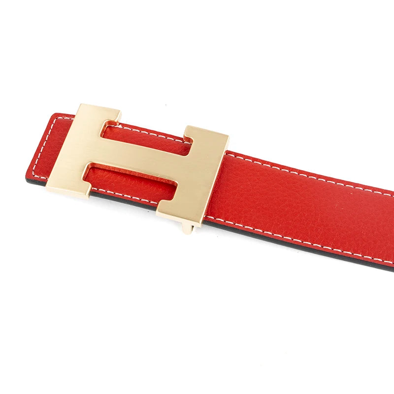 Designer Pin Buckle Genuine Leather H Belt