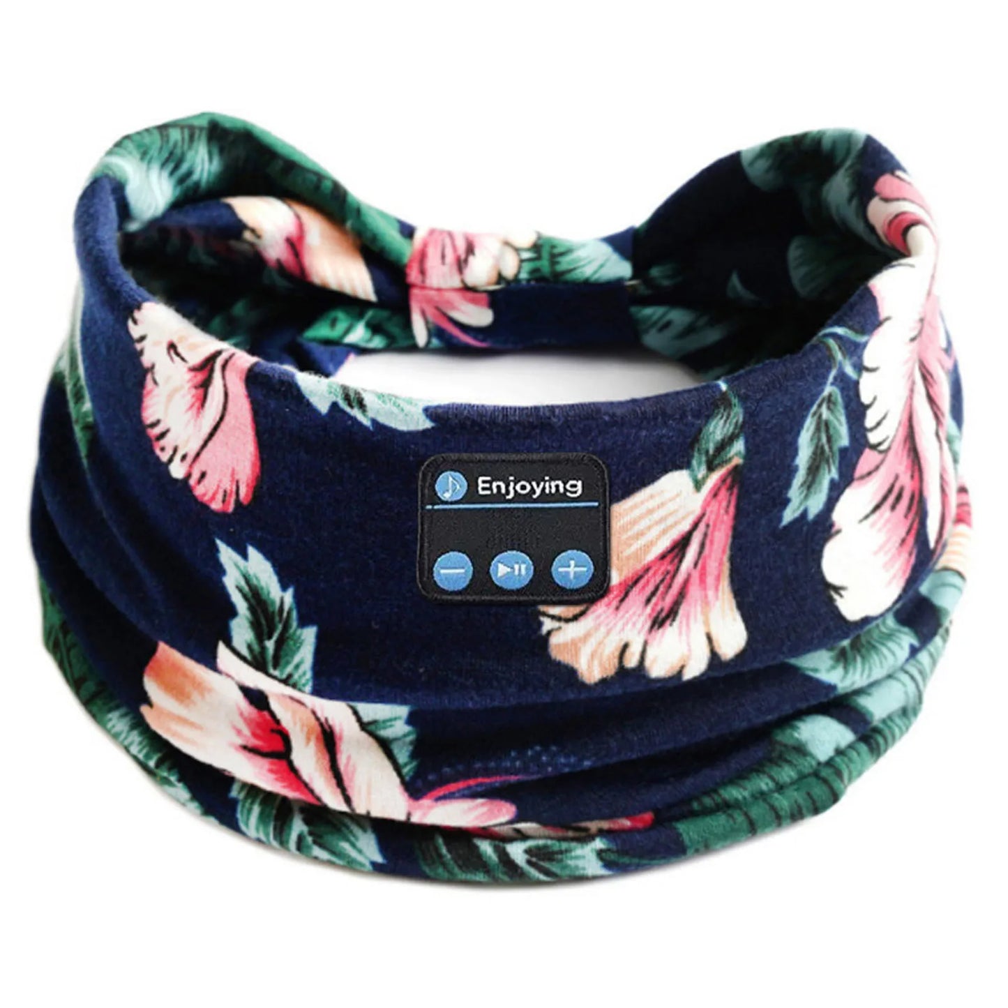 Wireless Bluetooth Floral Print Headband Headphones with Headset Microphone