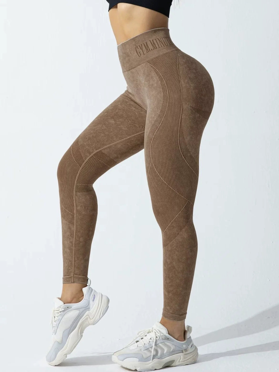 Seamless High Waist Hip Lifting Sand Washed Leggings