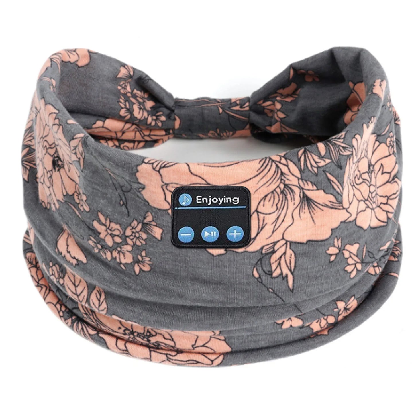 Wireless Bluetooth Floral Print Headband Headphones with Headset Microphone