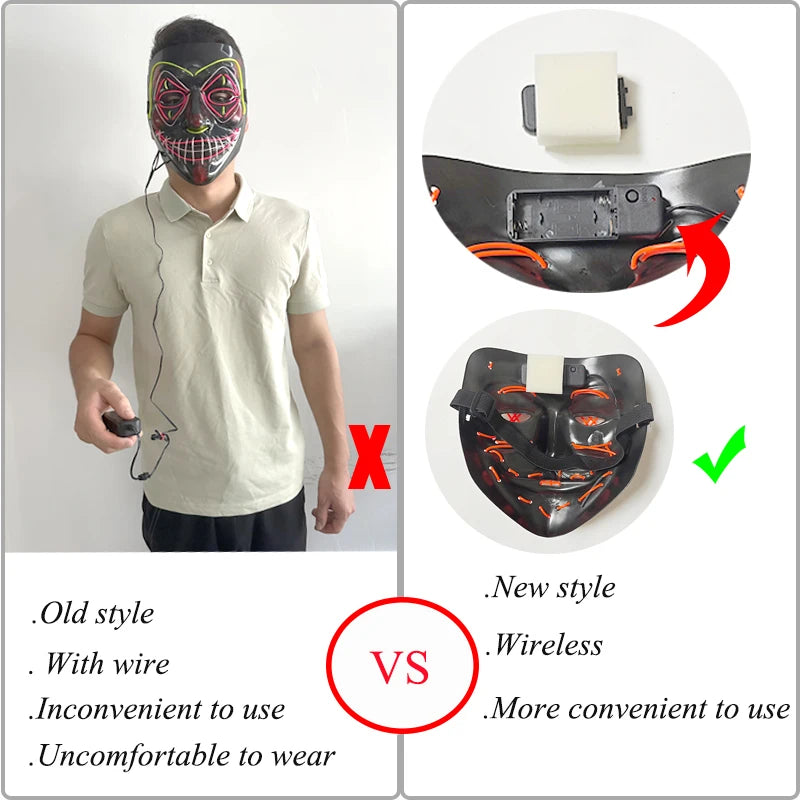 The Purge Horror Wireless LED Glow Mask
