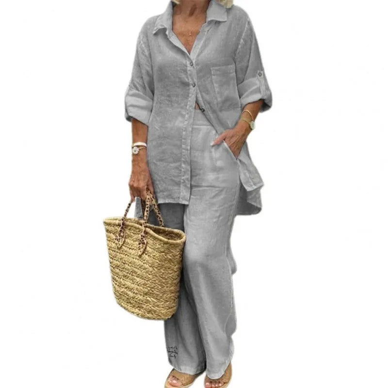 Cotton Linen Casual 2 Piece Set