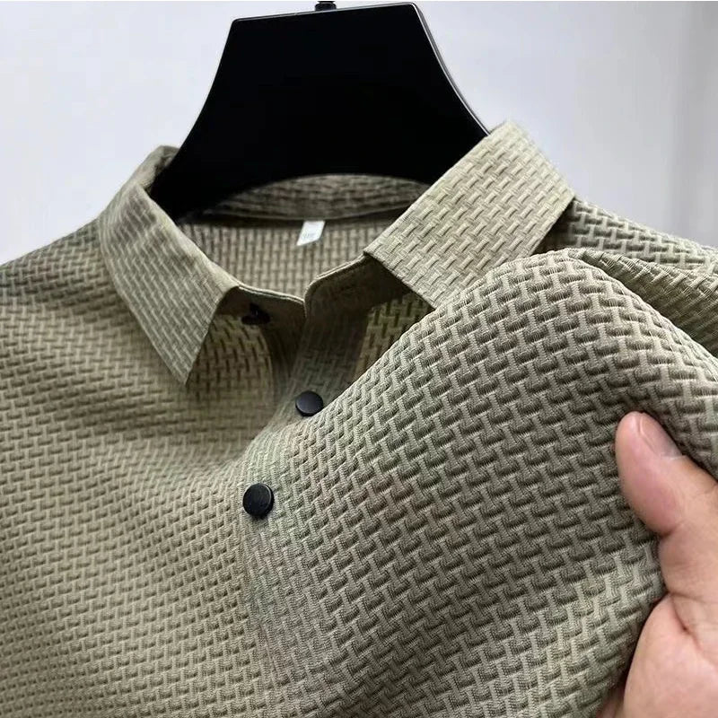 Casual Short Sleeved Solid Color Polo Shirt