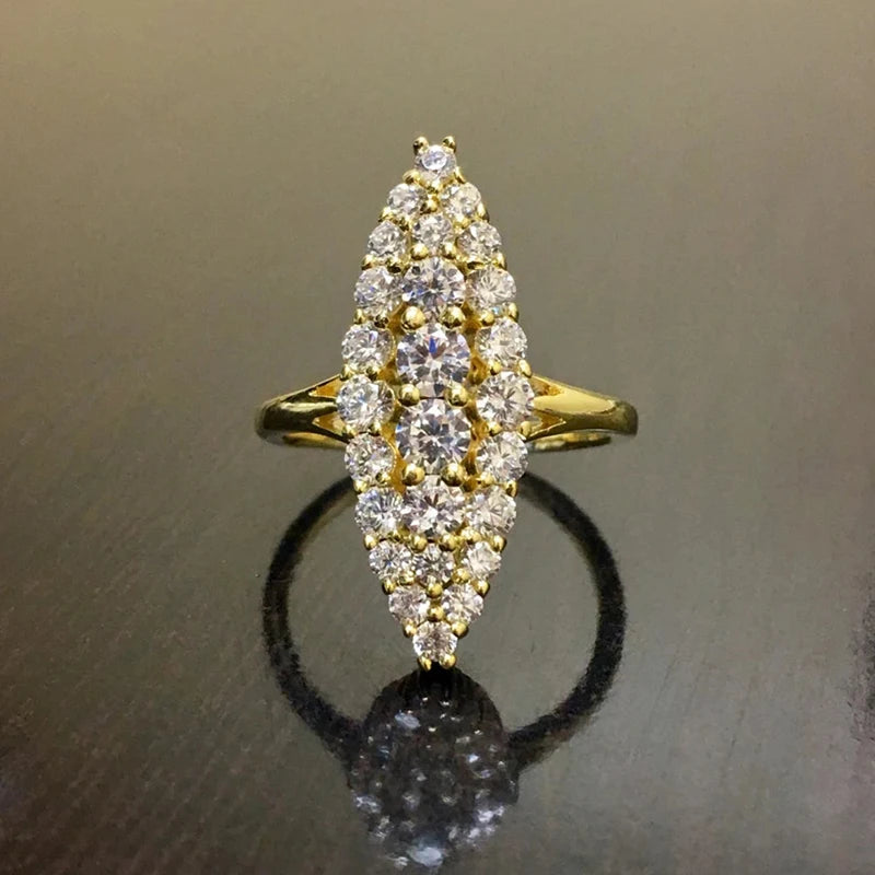 Huitan Hyperbole Marquise Shaped Full Paved Cubic Zirconia Trendy Ring