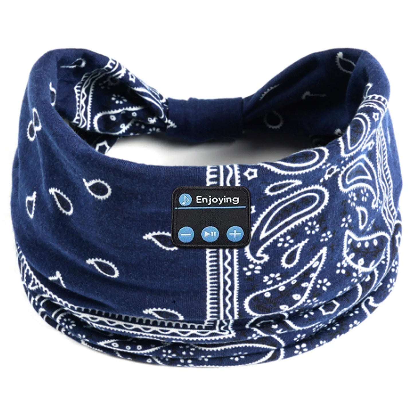 Wireless Bluetooth Floral Print Headband Headphones with Headset Microphone