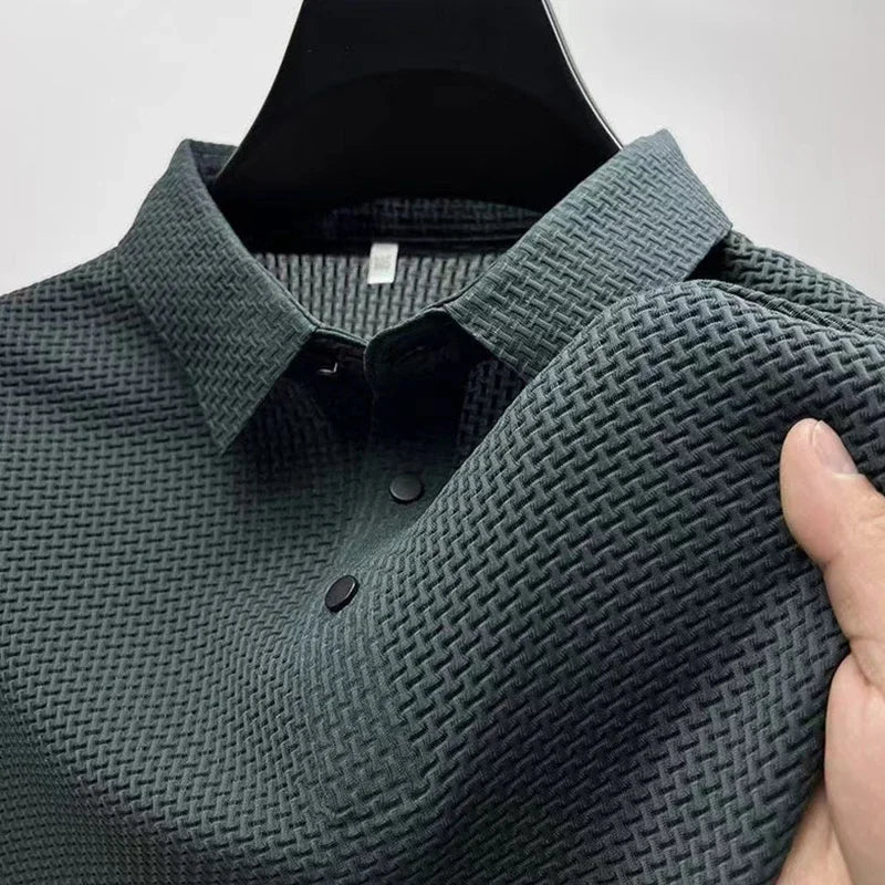 Casual Short Sleeved Solid Color Polo Shirt