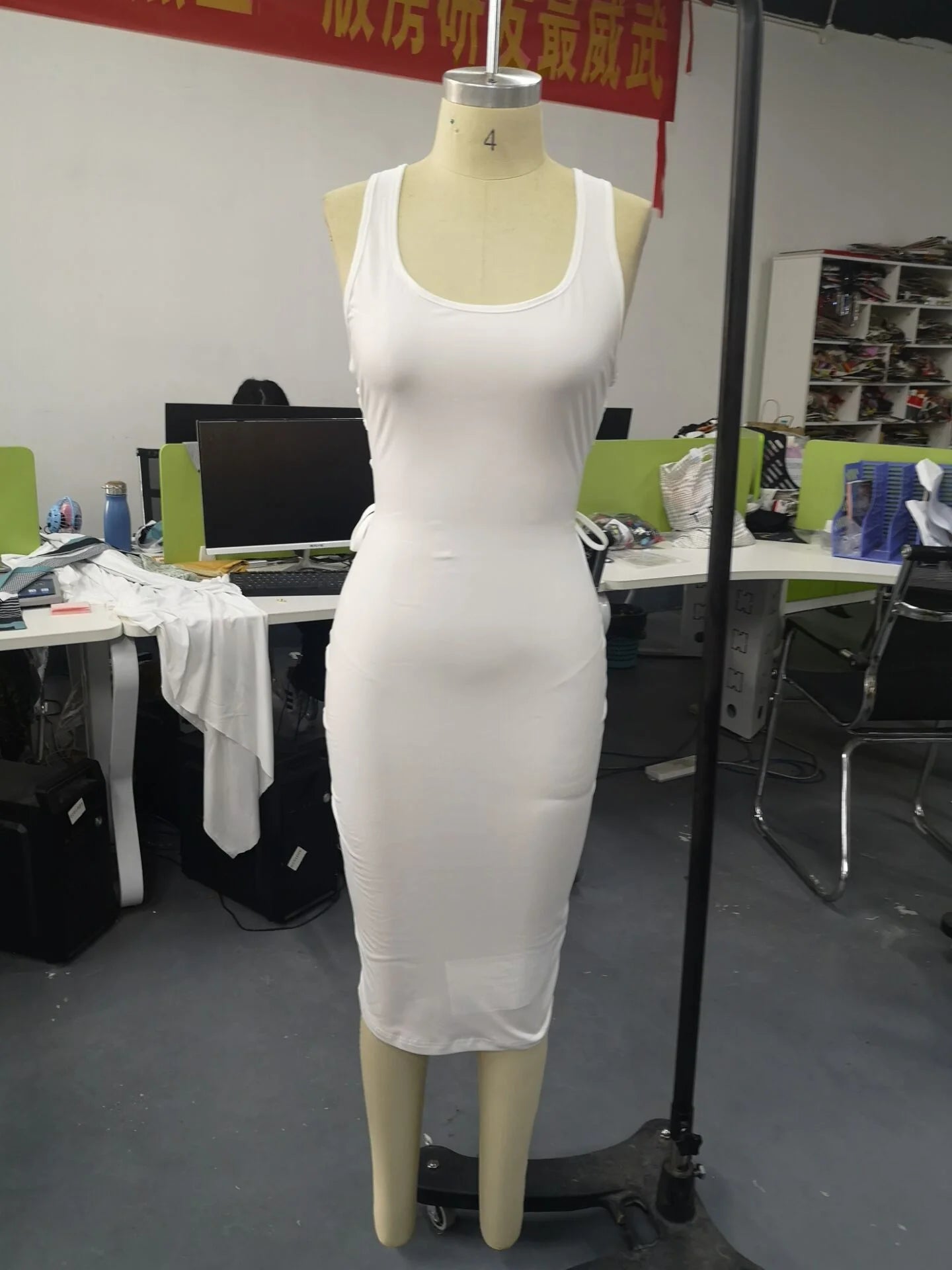 Cut Out Lace-Up Sleeveless Dress