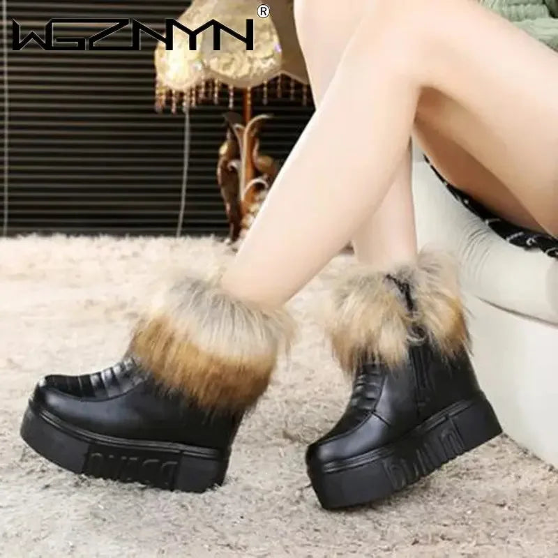Fashion Thick Soled Furry Ankle Boots