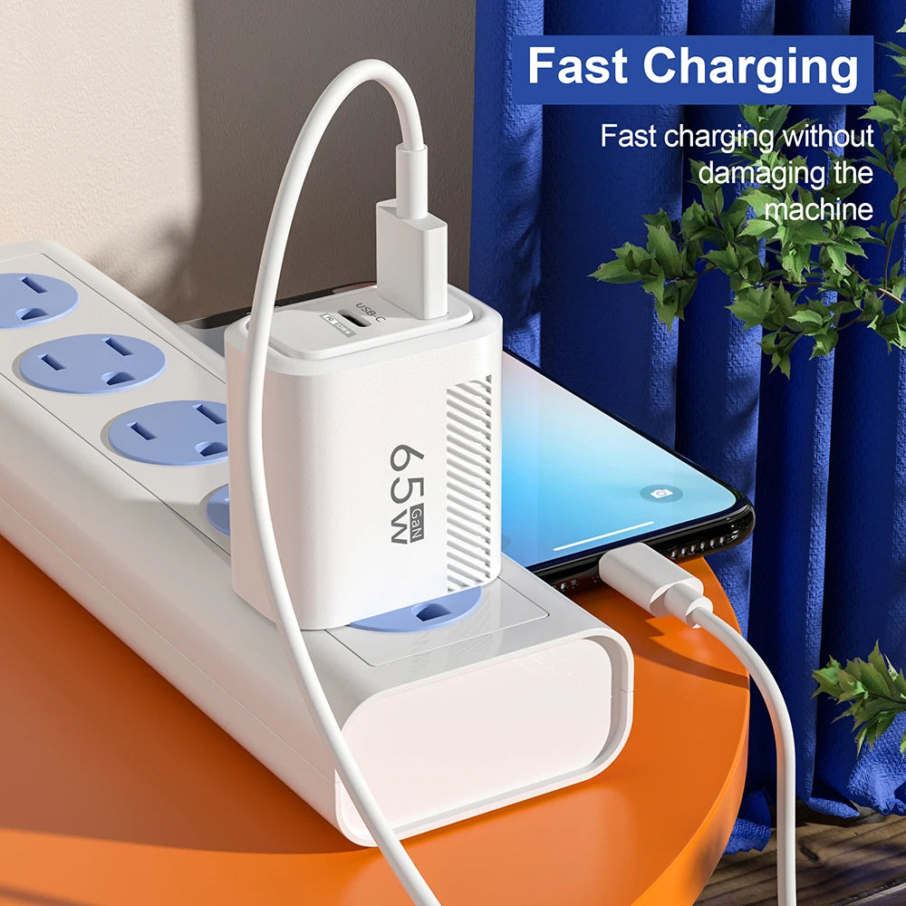 65W GaN USB C Charger Fast Charging Wall Charger