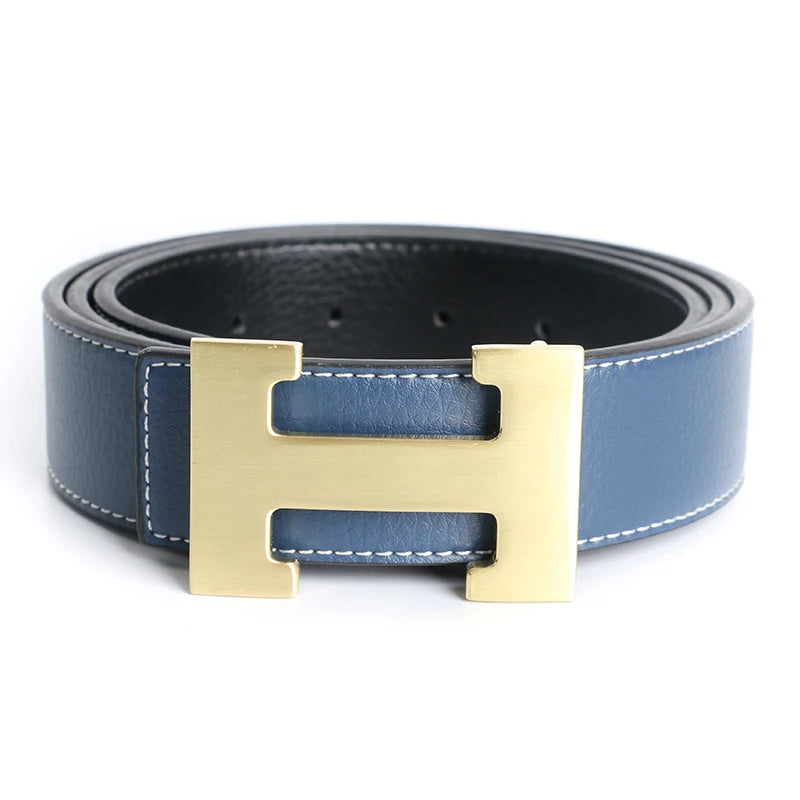 Designer Pin Buckle Genuine Leather H Belt