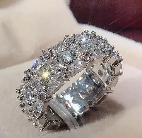 Elegant 925 Sterling Silver Big Water Drop Zircon Stone Ring