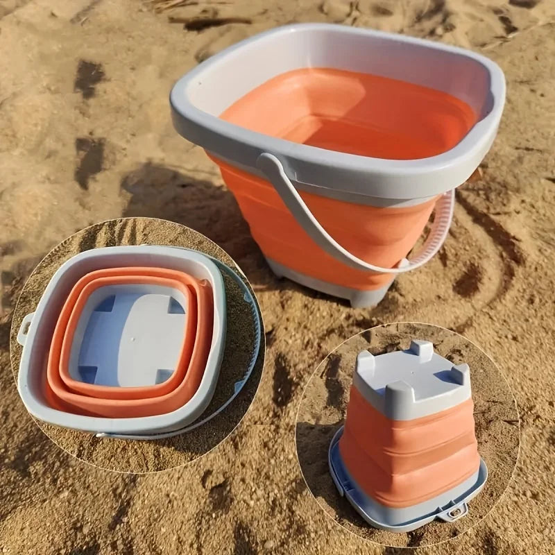Beach Sandbox Toys with Collapsible Bucket Shovel Rake