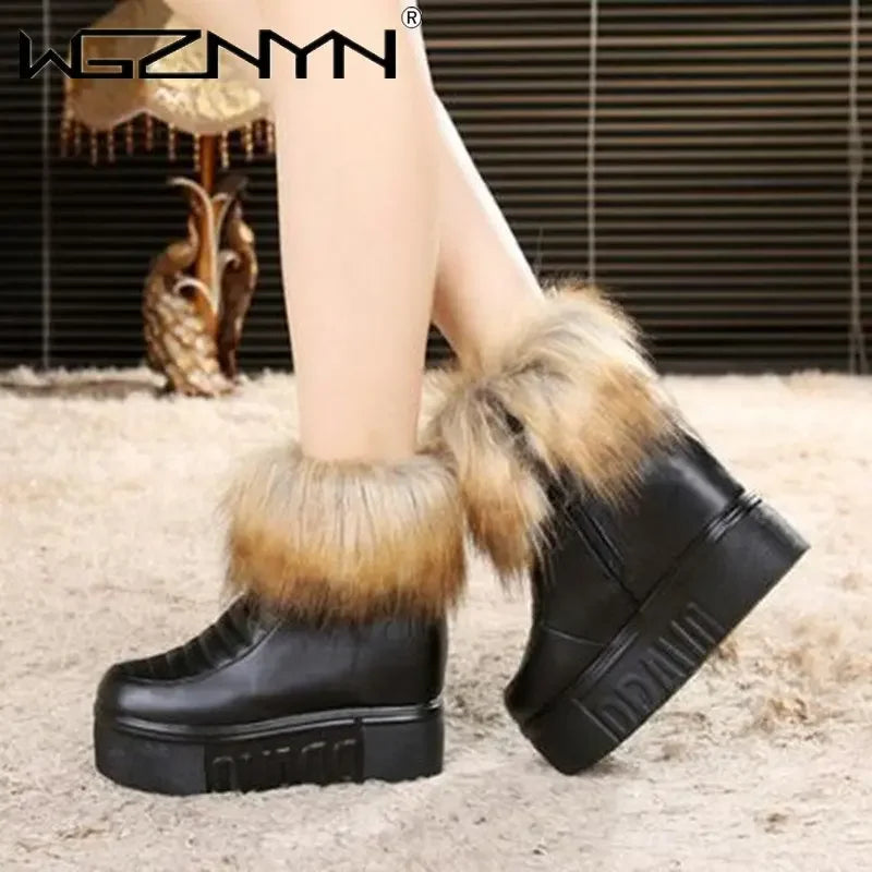 Fashion Thick Soled Furry Ankle Boots