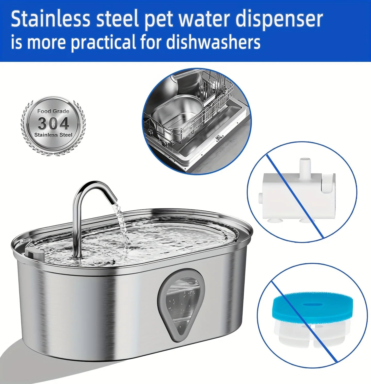 3.5L Large Capacity Stainless Steel Automatic Pet Water Dispenser