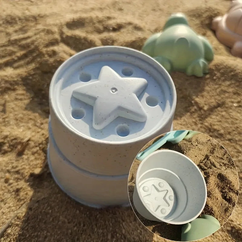 Beach Sandbox Toys with Collapsible Bucket Shovel Rake