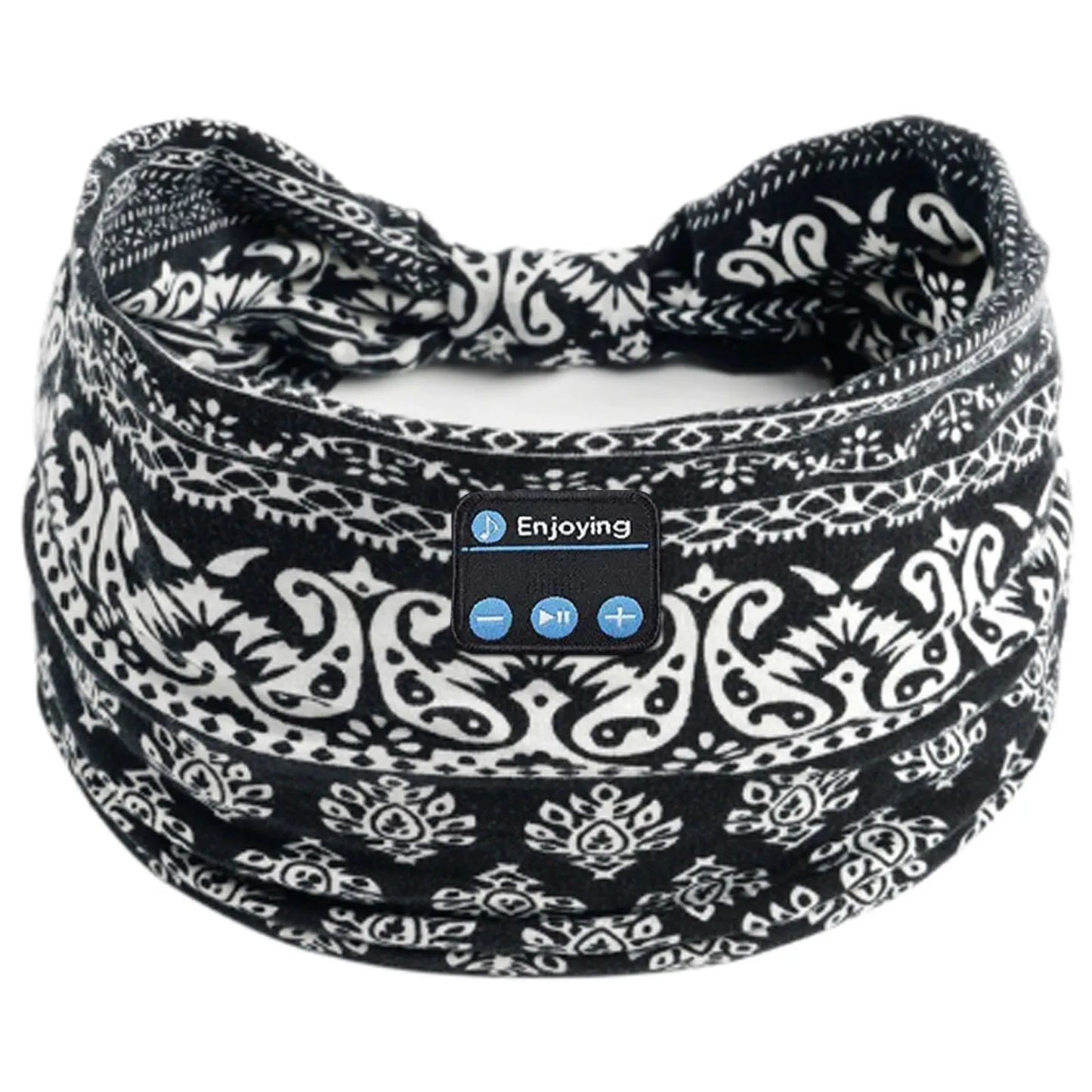 Wireless Bluetooth Floral Print Headband Headphones with Headset Microphone