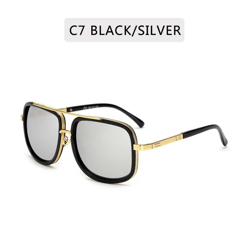Big Frame Square Metal Retro Sunglasses