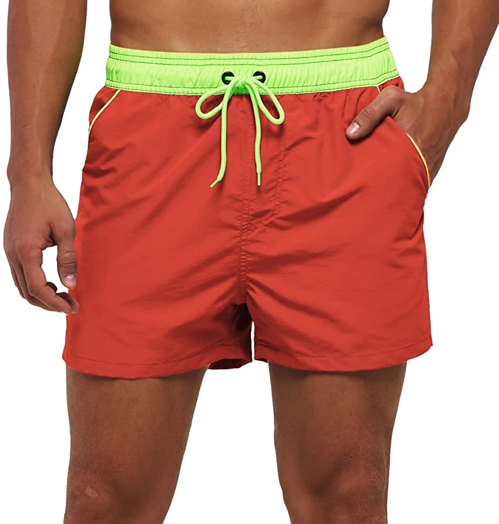 Two-tone Drawstring Closed Swimming Trunks