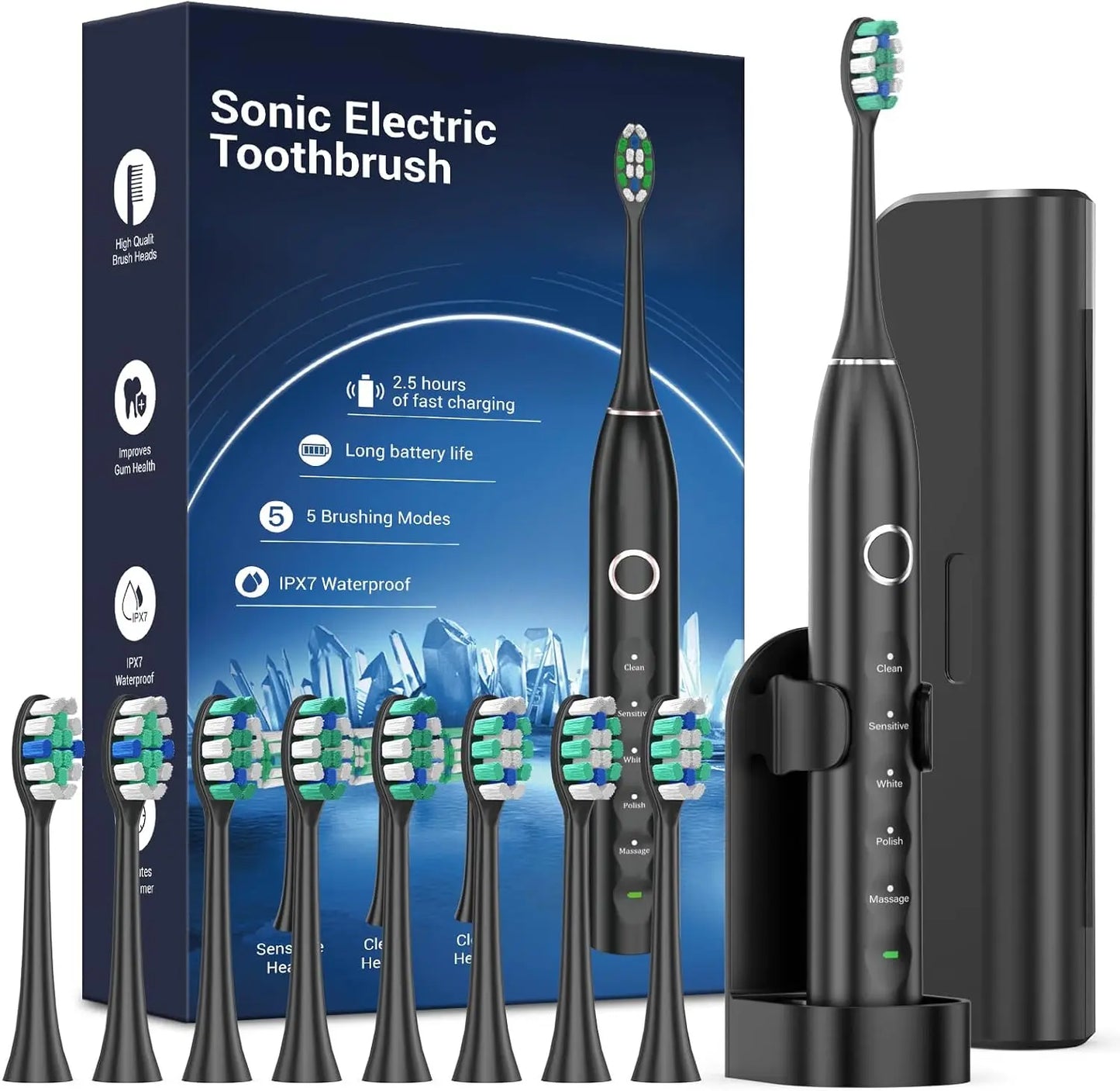 Rtauys S5 Upgraded Sonic Electric Toothbrush with 8 Brush Heads